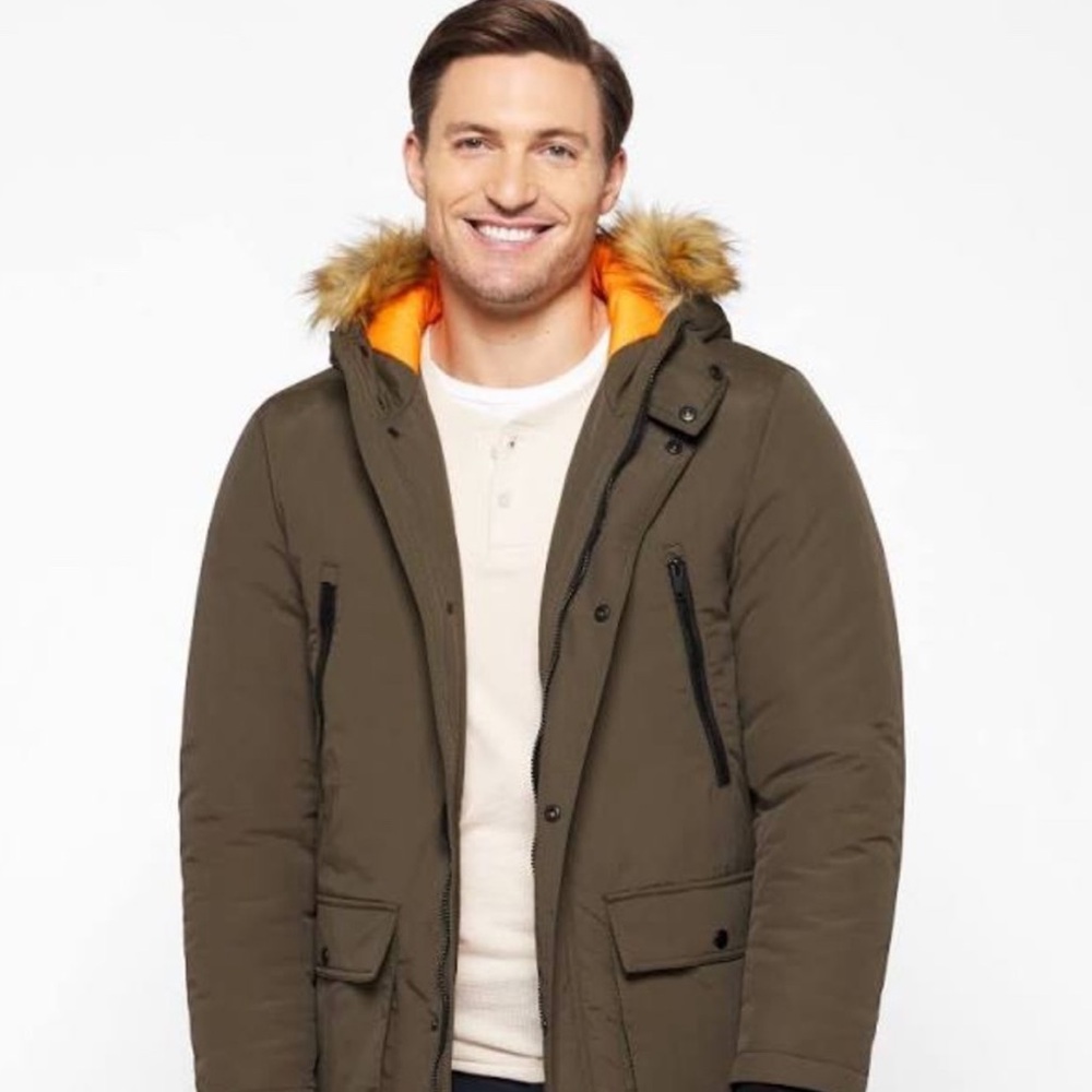 BLEECKER AND BROAD Olive Parka with Fur Lined Hood size M